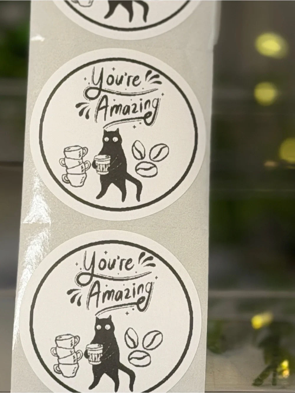 You’re Amazing Cat Coffee Encouragement 2” Round Thank You Stickers 200